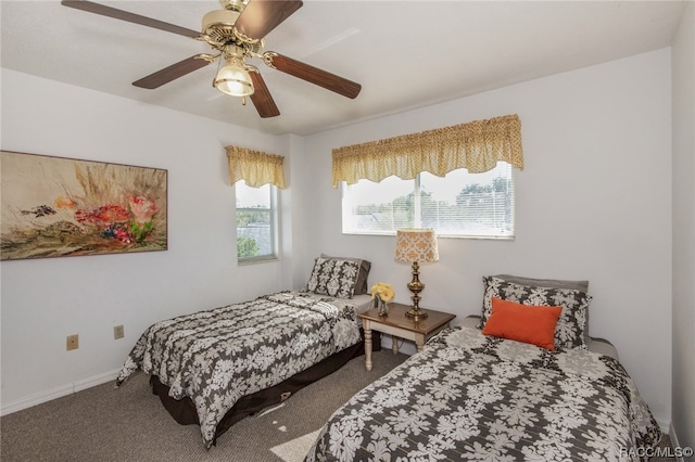 bedroom featuring carpet floors and ceiling fan