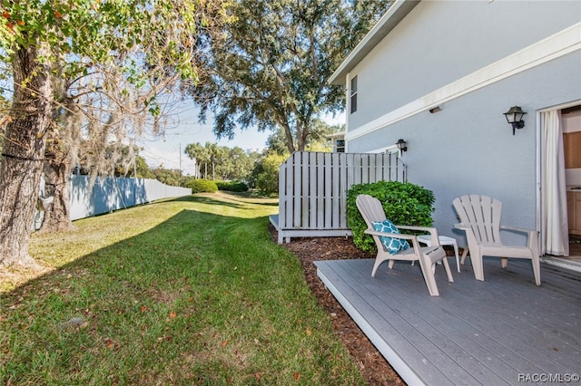 view of yard with a deck