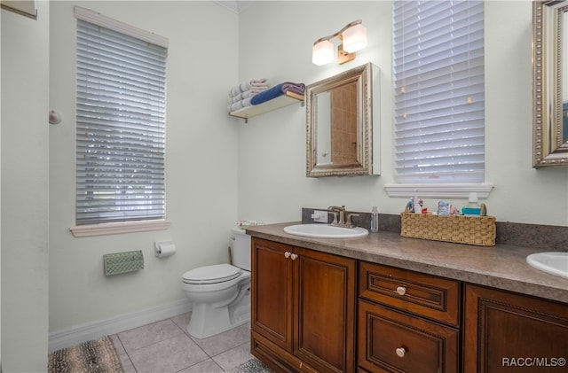 bathroom featuring tile patterned floors, vanity, and toilet