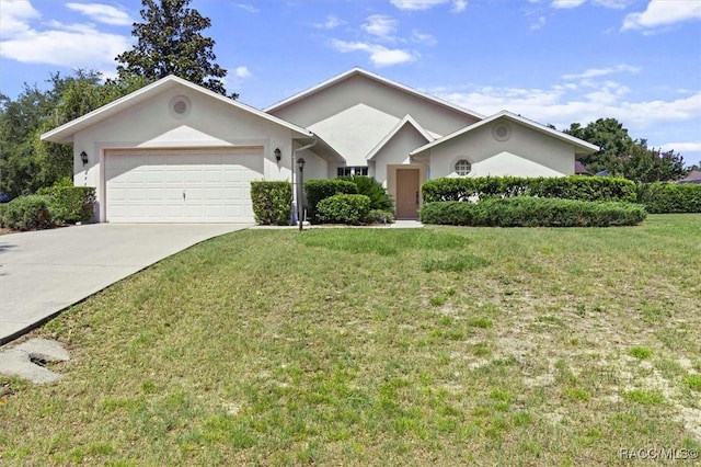 2739 N Brentwood Cir, Lecanto, FL 34461 - ranch-style house with concrete driveway, a garage, a front lawn, and stucco siding