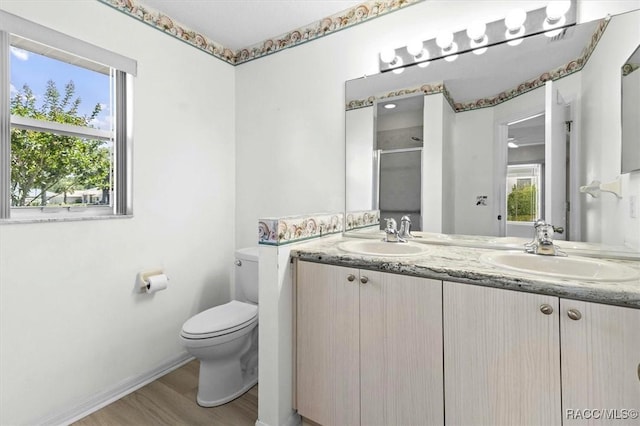 2739 N Brentwood Cir, Lecanto, FL 34461 - bathroom with toilet, double vanity, a shower stall, and healthy amount of natural light
