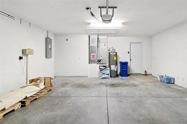 2739 N Brentwood Cir, Lecanto, FL 34461 - garage featuring water heater, electric panel, a garage door opener, and heating unit