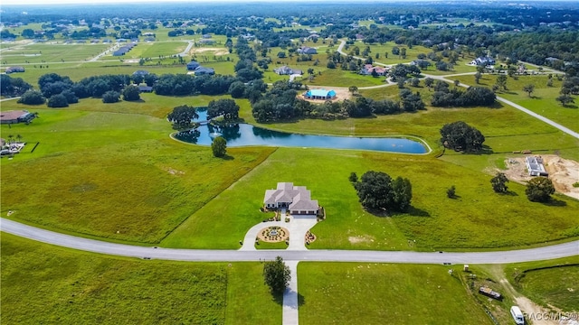 bird's eye view featuring a water view