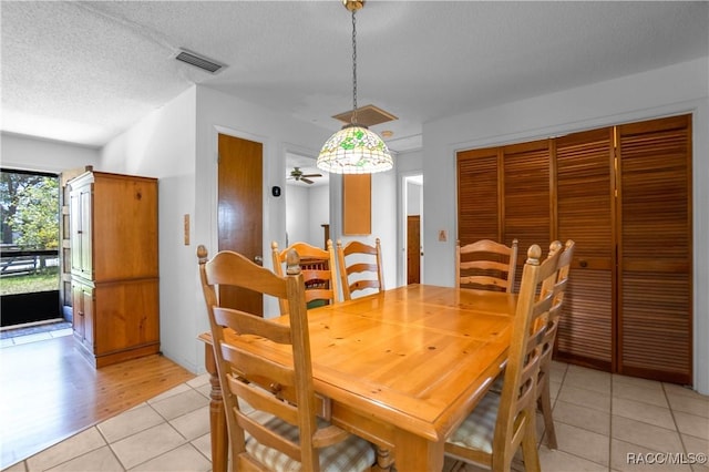 8915 E Echo Ct, Inverness, FL 34450 - dining space with light tile patterned floors, a textured ceiling, and a ceiling fan