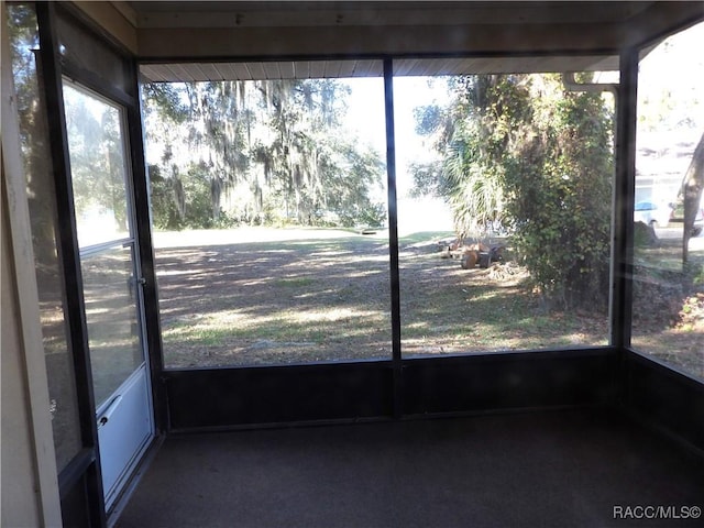 view of unfurnished sunroom