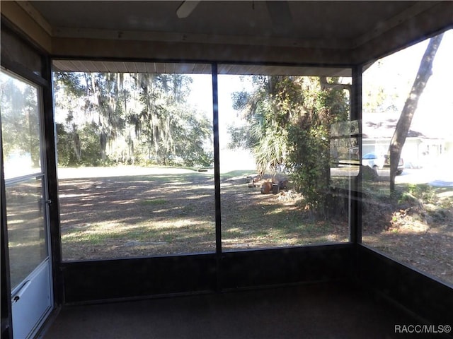 view of unfurnished sunroom