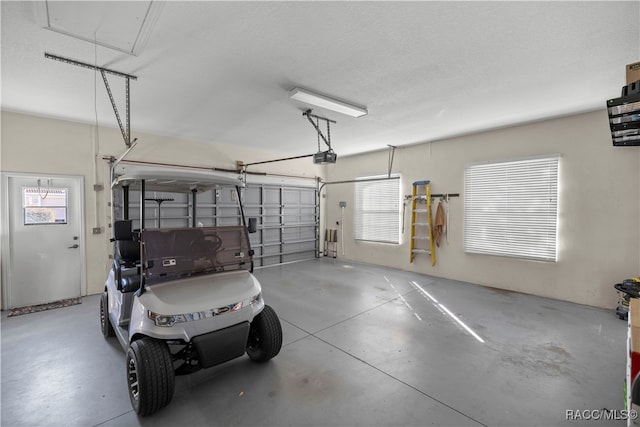 garage with a garage door opener