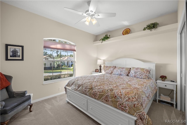 bedroom with carpet and ceiling fan