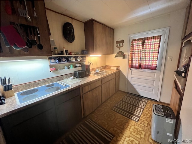 kitchen with white cooktop and sink