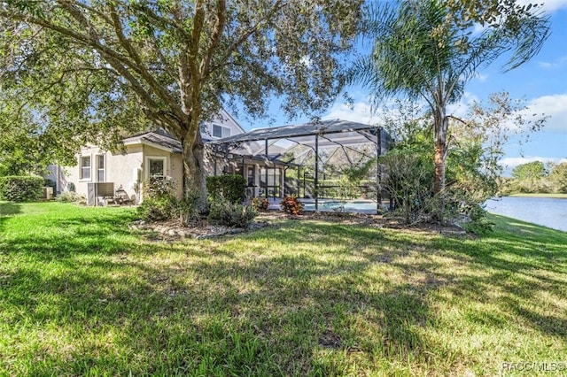 view of yard featuring a lanai