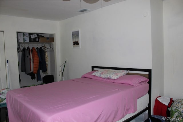 bedroom with a closet and ceiling fan