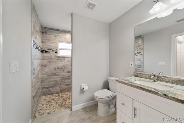 776 W Horizon Ln, Citrus Springs, FL 34434 - bathroom featuring a walk in shower, vanity, toilet, and baseboards