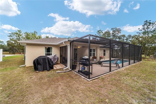 776 W Horizon Ln, Citrus Springs, FL 34434 - back of property featuring a patio area, a lawn, an outdoor pool, and a lanai