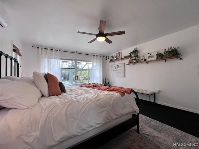 bedroom featuring ceiling fan