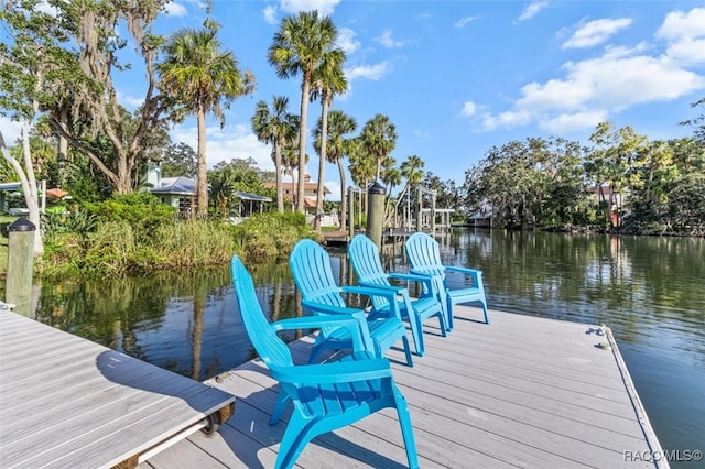 dock area featuring a water view