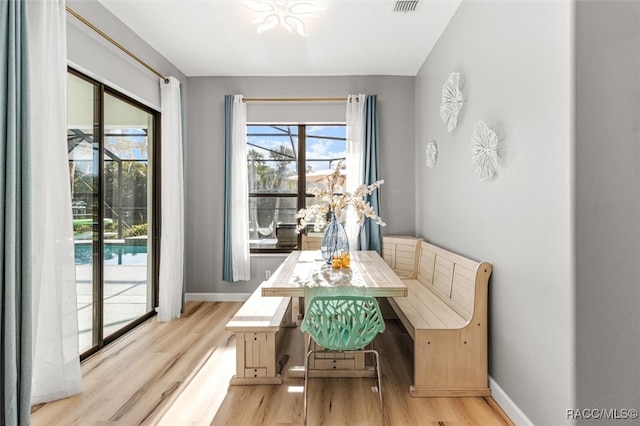 dining area featuring light hardwood / wood-style floors