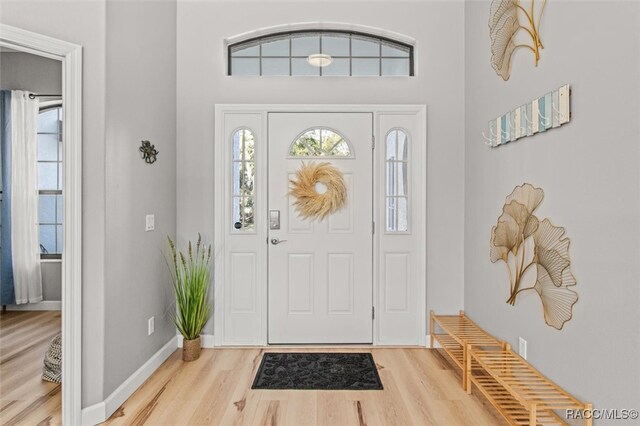 entrance foyer with light wood-type flooring