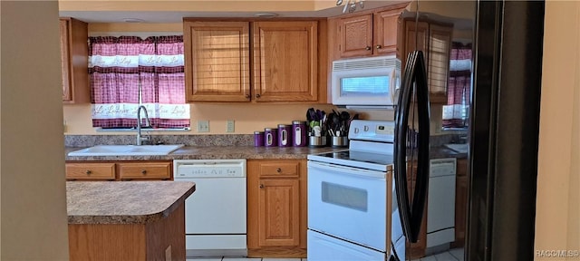 kitchen with sink and white appliances