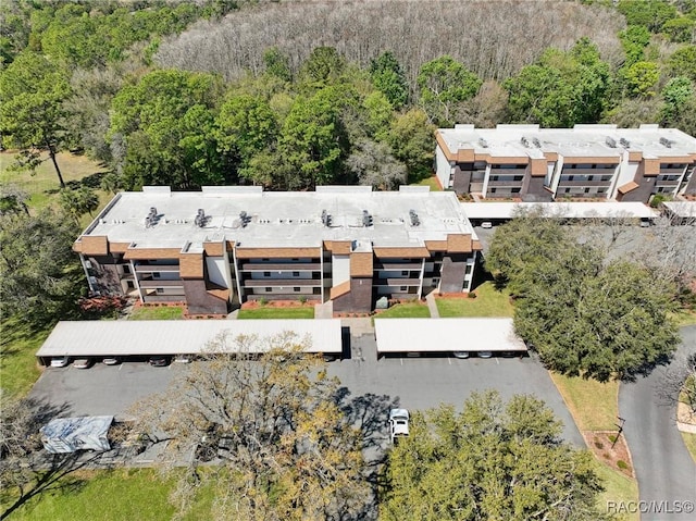 aerial view with a forest view