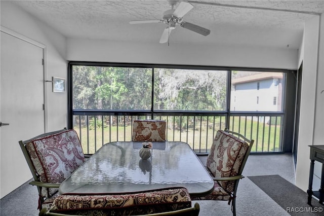 sunroom / solarium with a wealth of natural light and ceiling fan