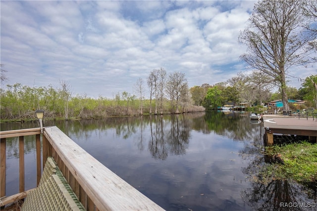 view of dock featuring a water view