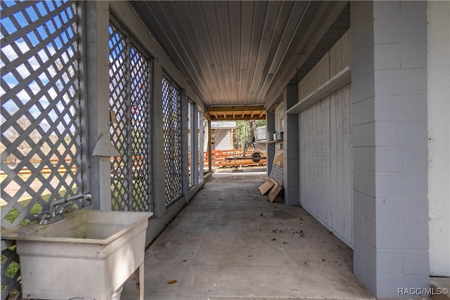 view of patio featuring sink