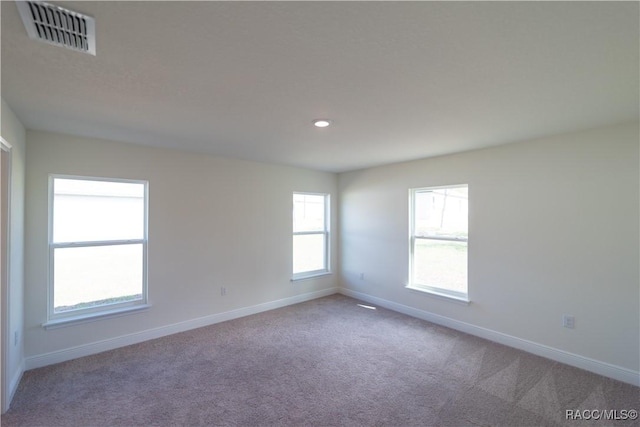 carpeted spare room featuring a healthy amount of sunlight