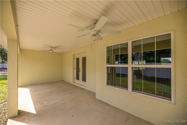 view of patio / terrace featuring ceiling fan