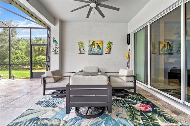 view of patio featuring outdoor lounge area and ceiling fan