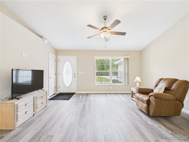 178 W Navarro Pl, Citrus Springs, FL 34434 - entryway with a ceiling fan, light wood finished floors, and baseboards
