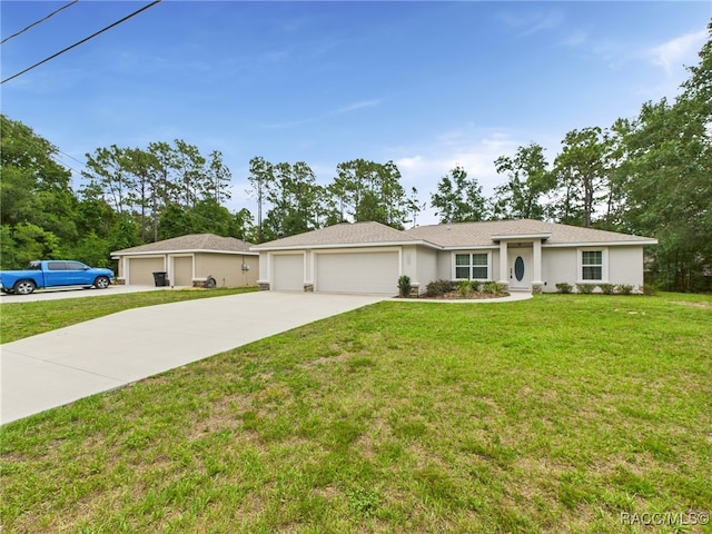 178 W Navarro Pl, Citrus Springs, FL 34434 - ranch-style home with driveway, an attached garage, a front yard, and stucco siding