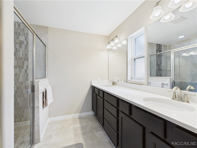 178 W Navarro Pl, Citrus Springs, FL 34434 - bathroom featuring double vanity and a stall shower