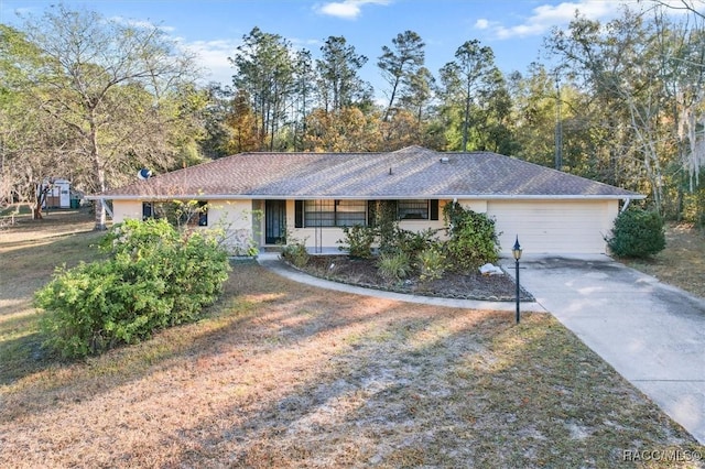 single story home with a garage