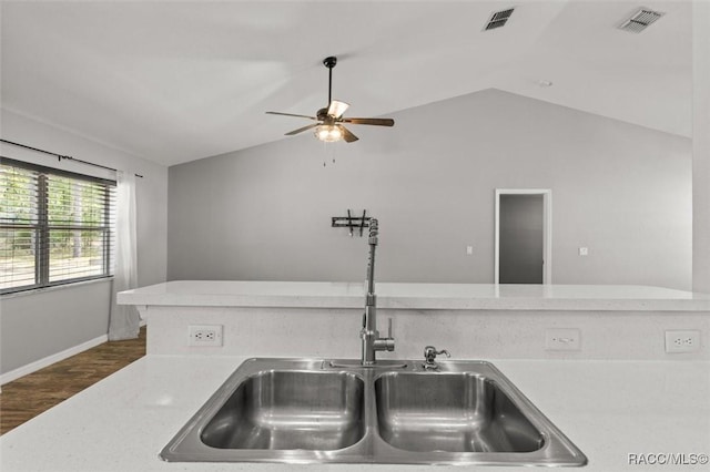 17 Eugenia Ct, Homosassa, FL 34446 - kitchen with visible vents, light countertops, a sink, and ceiling fan