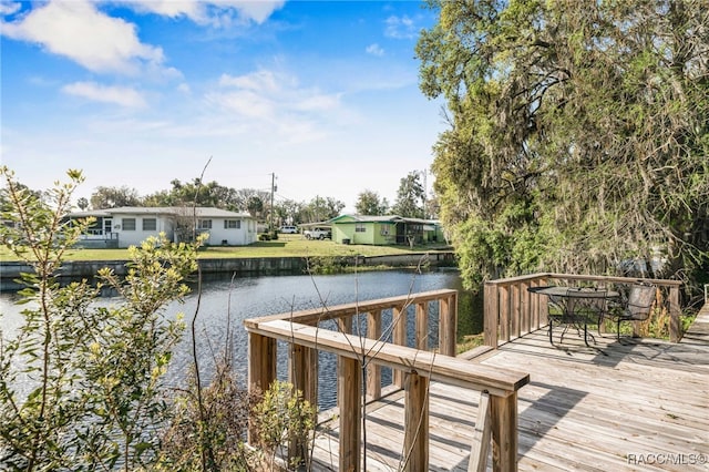 dock area featuring a water view