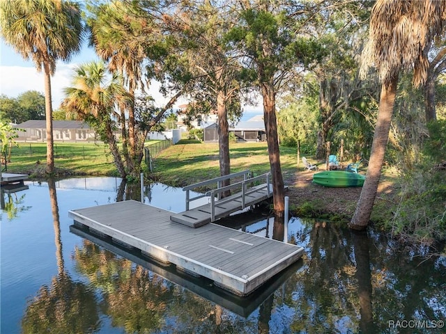2310 N Watersedge Dr, Crystal River, FL 34429 - dock area featuring a water view and a lawn