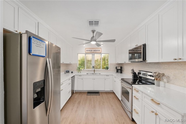 2310 N Watersedge Dr, Crystal River, FL 34429 - kitchen featuring stainless steel appliances, white cabinets, and backsplash