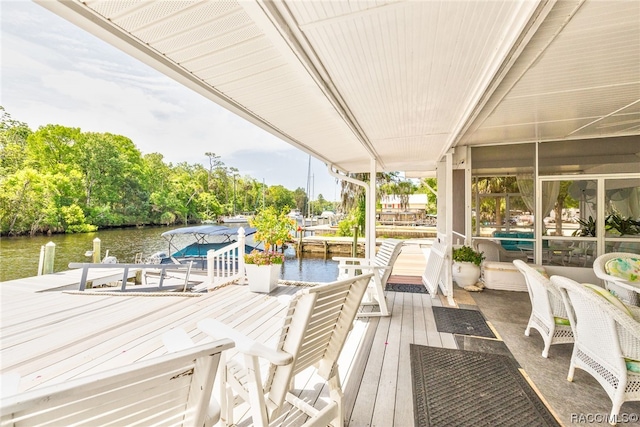 dock area featuring a water view