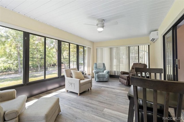 1009 S Maplenut Way, Inverness, FL 34450 - sunroom / solarium with a wall mounted air conditioner, plenty of natural light, and ceiling fan