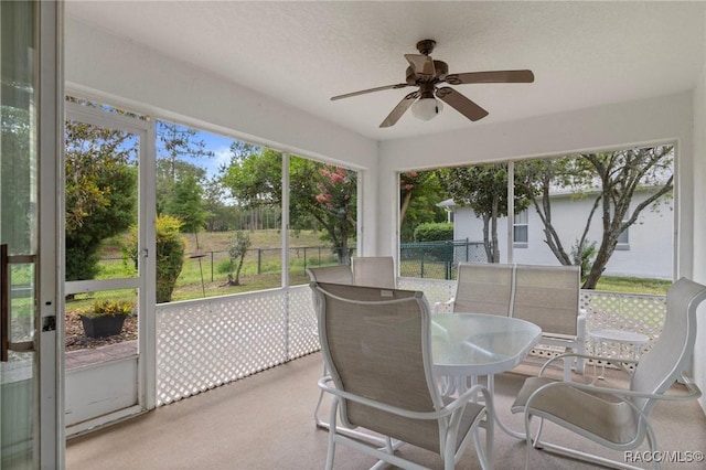 3570 E Cove Park Trl, Hernando, FL 34442 - sunroom / solarium with ceiling fan and outdoor dining area