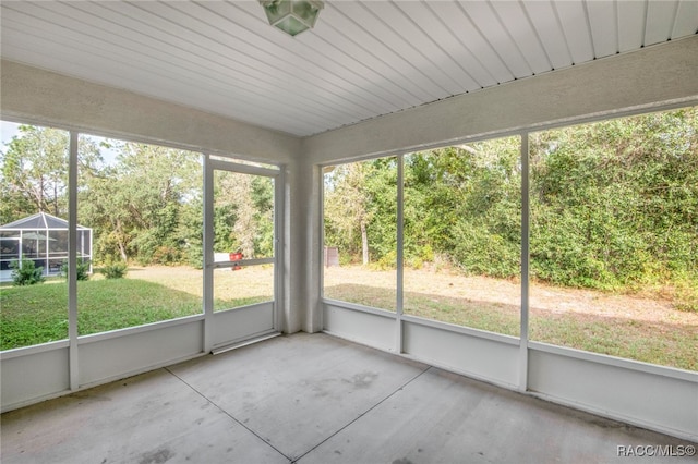 view of unfurnished sunroom