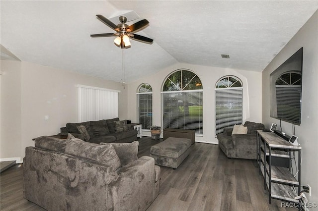640 E Hartford St, Hernando, FL 34442 - living room with lofted ceiling, ceiling fan, and wood finished floors
