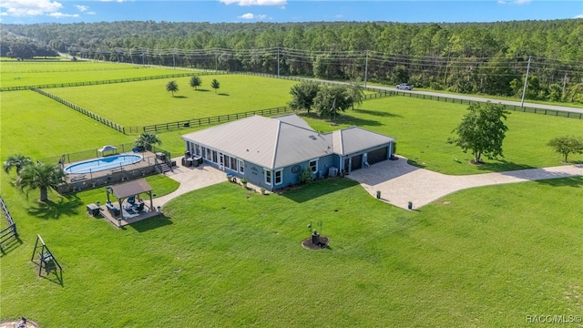 aerial view with a rural view