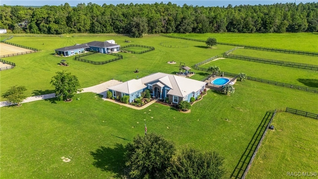 drone / aerial view featuring a rural view