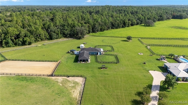 aerial view featuring a rural view