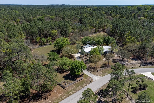 drone / aerial view with a forest view