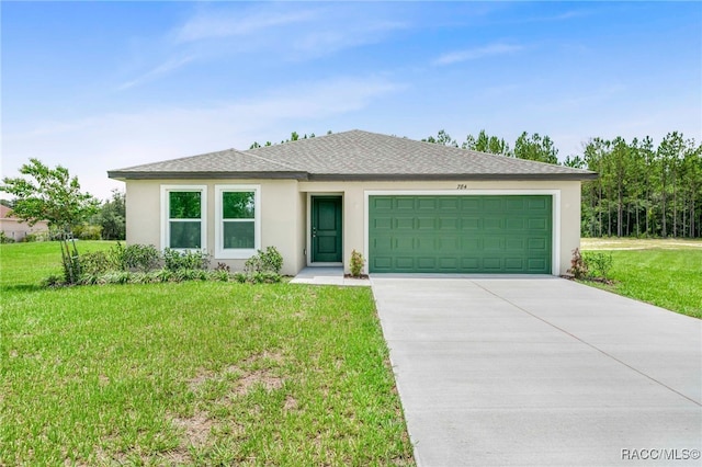784 E Alaska Ln, Hernando, FL 34442 - view of front of house featuring driveway, stucco siding, a front yard, and an attached garage