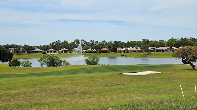 view of home's community featuring a yard and a water view