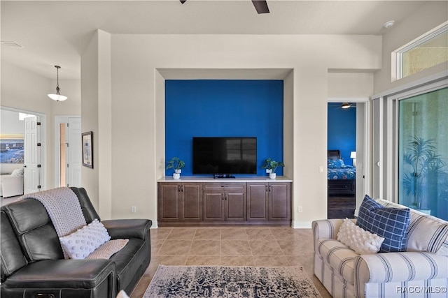 view of tiled living room