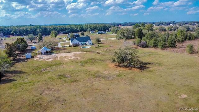 aerial view featuring a rural view